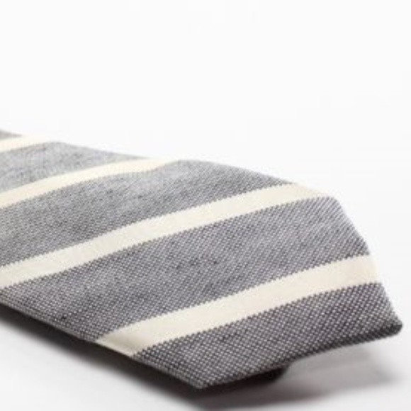 Tallia Gray Robert Stripes Linen Blend Necktie - Picture 1 of 1